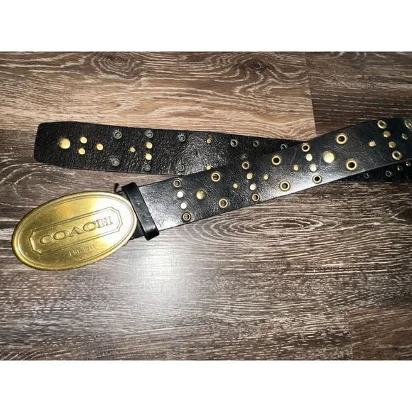 Coach | Accessories | Coach Black Leather Gold Stud Metal  display picture 3